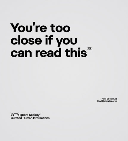 Text on a light gray background with a humorous message and branding.